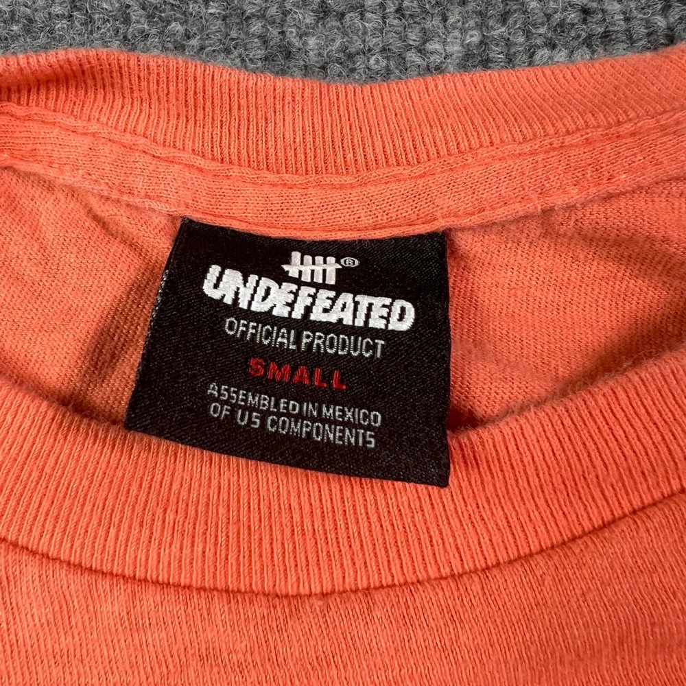 Undefeated Mens Zebra U Logo Graphic T-Shirt Peach Pink Small Streetwear Tee - Picture 2 of 7